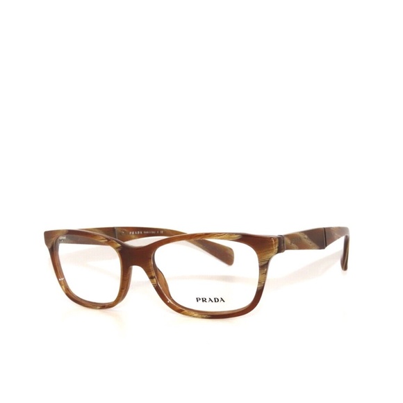 Prada 14P 14 MAQ-1O1 55 Light Horn Brown Eyeglasses - Picture 1 of 5
